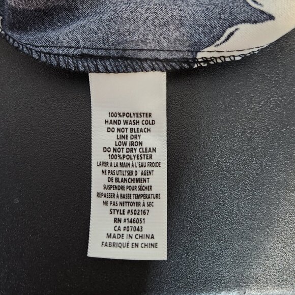 Monteau Black White Floral Print Day Dress w/Elastic Gathered Waist- Small - Picture 12 of 12